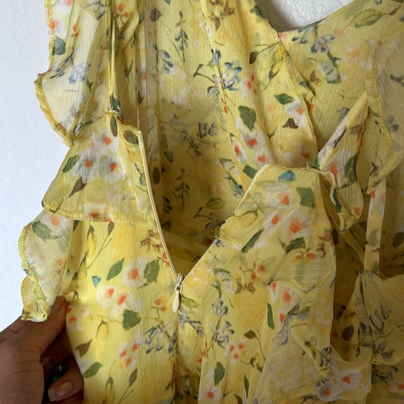 AQUA floral dress size medium chiffon ruffle straps - Picture 10 of 12